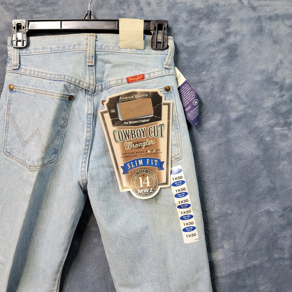 Wrangler Cowboy Cut Slim Fit Jeans Light Wash‎ Denim 1 X 30 NWT Made in USA